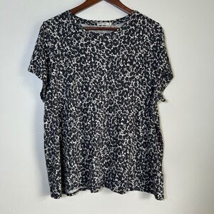 EUC Marine Layer T-Shirt Signature Crew Size XL Black White Floral Print Soft